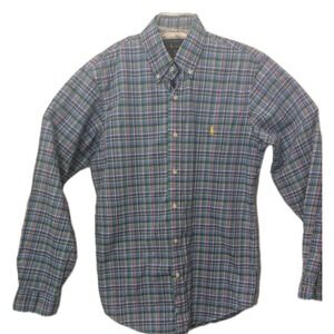 Ralph Lauren Plaid Button Down Yellow Pony Long Sleeve Men's Size M multi Color